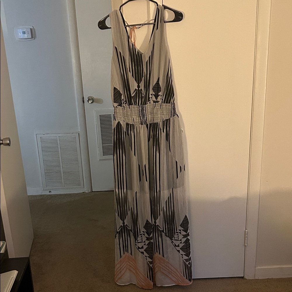 Fire Los Angeles Black and White Patterned Maxi Dress